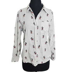 Disney Pin Striped Button Down Shirt With Mickey Mouse 90s sz XS